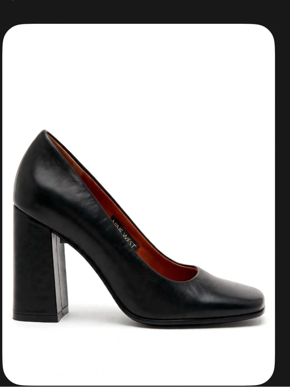 Nine West Black Leather Block Heel Pumps with Square Toe Y2K